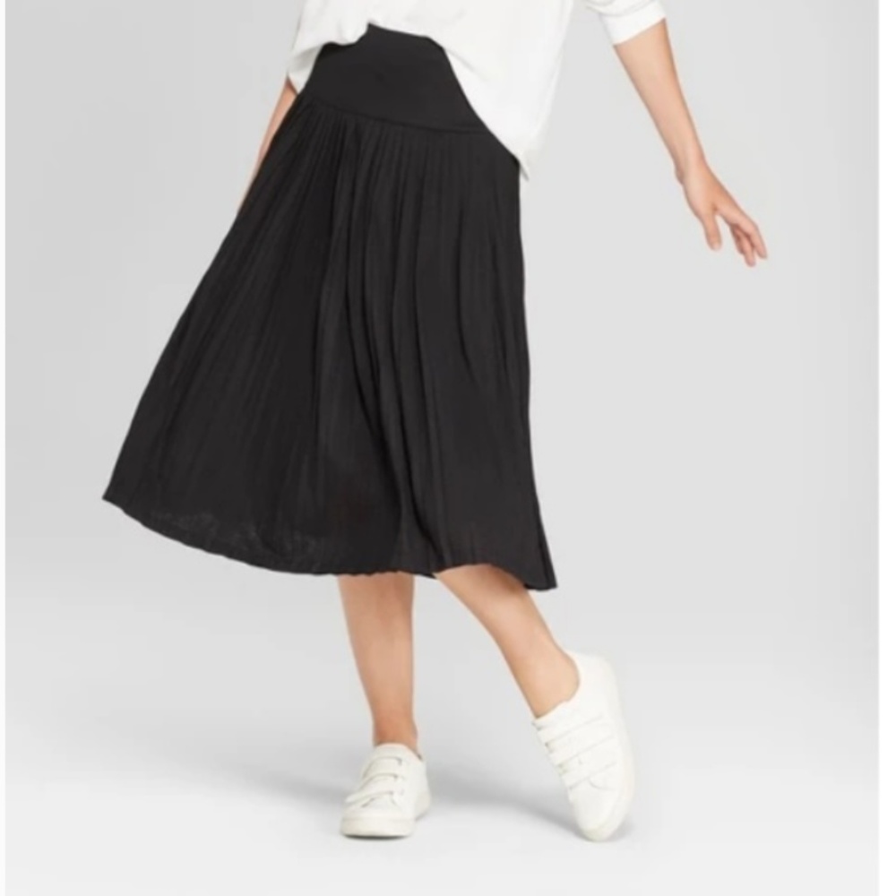 Women's Pleated Knit Midi Skirt-#64-208
